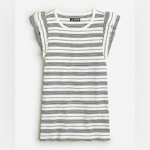J Crew vintage, ribbed, muscle tee, striped black and white ruffles XL shirt